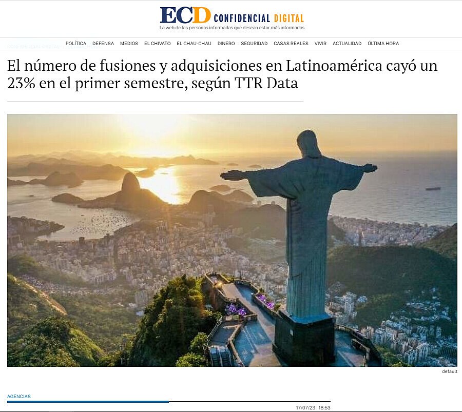 El nmero de fusiones y adquisiciones en Latinoamrica cay un 23% en el primer semestre, segn TTR Data